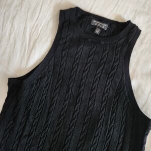 Women's Merino Black Cable Knit Sweater Vest